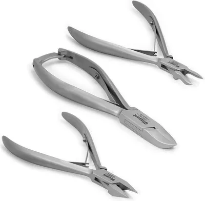 Produktbild von Famanu Nagelknipset für dicke und eingewachsene Nägel - 3-teilig mit gebogener und spitzer Schneide