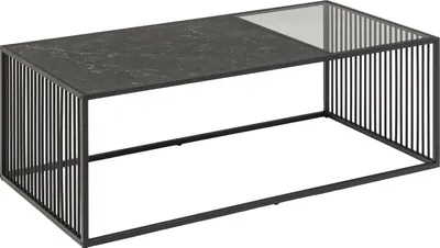 Produktbild von Couchtisch >Strington< in schwarz, Glas, MDF, Stahl - 120x40x60cm (BxHxT)