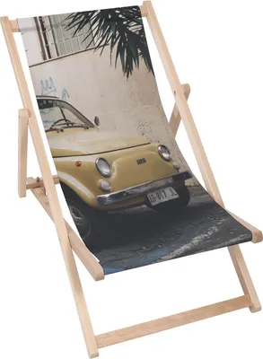 Produktbild von Dreamroots Liegestuhl klappbar Holz, Buchenholz bis zu 130 kg, Sonnenliege klappbar mit 3-stufiger Neigungsregulierung der Rückenlehne, Fiat 500