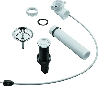 Immagine prodotto di Garniture de vidage à tirette GROHE, excentrique rond à pousser avec câble Bowden, coude de vidage peu encombrant, avec vanne à crépine, 40986SD0, 40986SD0