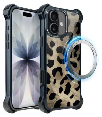 Produktbild von Schutzhülle für das iPhone 17, MagSafe-kompatibel, verstärkte Ecken, schwarz, Leopard