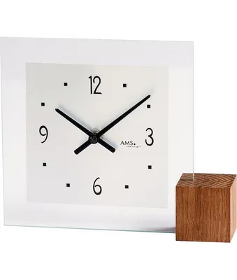 Produktbild von AMS 104 Tischuhr Quarz Holz Eiche analog mit Glas modern
