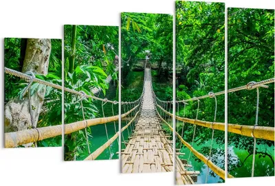 Produktbild von Bild auf Leinwand - Leinwandbild - Gehweg Baum Holz Steg - 150x100cm - Wand Bild - Wanddeko - Leinwanddruck - Bilder - Kunstdruck - Wanddekoration - Leinwand bilder - Wandkunst - EG150x100-3185