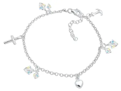 Produktbild von Elli Armband Damen Kreuz Herz Anker mit Kristalle in 925 Sterling Silber
