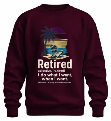 Immagine prodotto di Pensionato, faccio quello che voglio. Felpa con scritta "Rente", "Ruhestand" (in tedesco, significa "pensione"), "Statement", "Sarcasmo". Colore: bordeaux, taglia M