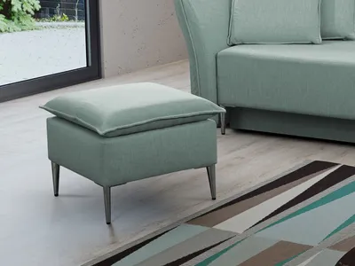 Immagine prodotto di Pouf piccolo KURI - menta / piedi argentati