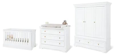 Produktbild von Pinolino Limited Edition -Kinderzimmer-Set 'Emilia Gold' breit groß, 3-tlg. Edelmatt: MDF Uni, weiß lackiert