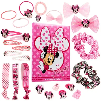 Obrázek produktu pro Minnie Mouse Adventní Kalendář 2026 pro Dívky 24 Vlasových Doplňků Růžový