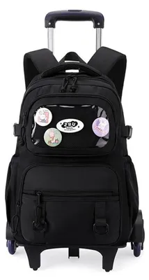 Immagine prodotto di Zaino da scuola con rotelle, modello trolley, per bambine, colore nero, dimensioni 30x16x45 cm