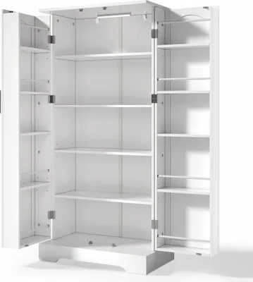 Produktbild von STILVORA Küchenschrank Highboard mit höhenverstellbaren Einlegeböden,Mehrzweckschrank mit LED-Sensorleuchte,Hochschrank mit Doppeltür und Kippschutzvorrichtung,weiß