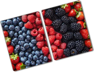 Produktbild von Tulup Glas Herdabdeckplatte - 2x40x52 cm - Glaskeramikkochfeld-Abdeckung Spritzschutz Glasabdeckplatte Kochplattenabdeckung und Schneidebrett - Zweiteilig - Essen & Getränke - Waldfrüchte - Mehrfarbig
