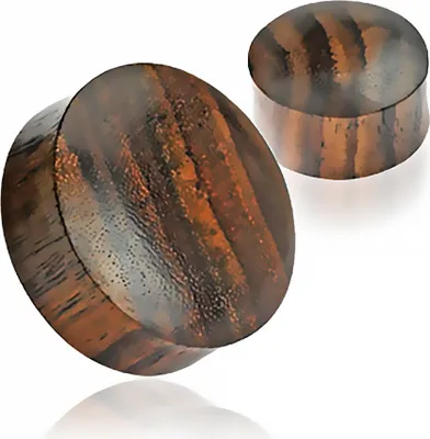 Produktbild von Holz Plug Ohr Flesh Tunnel Wood 3-50mm Ear Plug Sattle Fit Double Flared Organic dunkelbraun 10 mm