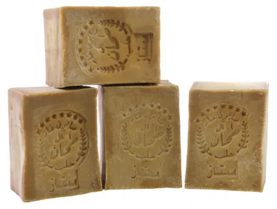 Immagine prodotto di TUMELO Sapone originale di Aleppo 4 x 200 g (800 g) 90% olio d'oliva 10% olio di alloro, sapone all'olio d'oliva fatto a mano Sapone naturale