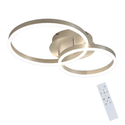 Produktbild von ZMH LED Deckenleuchte 46W Dimmbar Wohnzimmer 59CM Deckenlampe mit Fernbedienung 2 Ring Silber Deckenbeleuchtung Schlafzimmerlampe für Wohnzimmer flur