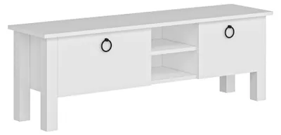 TV-Ständer weiß 140x44,8x35 cm, melaminbeschichtet, viel Stauraum