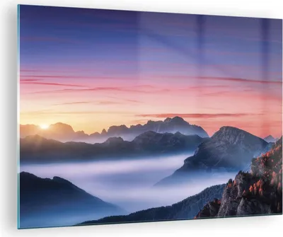 Produktbild von Bilder auf glas - Einteilig - Westen Sonne Berge - 70x50cm - Glasbilder - Wandbilder - Bilder - zum Aufhängen bereit - Wanddekoration aus Glas - Glas Bilder - Wandbild auf Glas - GAA70x50-4525