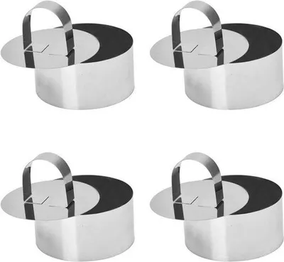 Imagen del producto de Moldes redondos de acero inoxidable para pasteles y tartas, con un diámetro de 8 cm