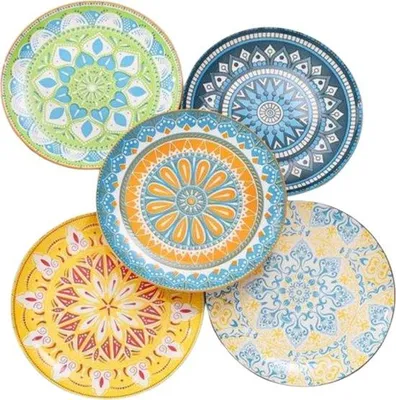 Zdjęcie produktu dla Zestaw ceramicznych talerzy – 6 sztuk – 25,5 cm – nadaje się do piekarnika i kuchenki mikrofalowej