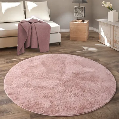 Image de Tapis rond Tapis en fourrure synthétique Tapis de lit en peluche Shaggy Salon Chambre d'enfant Taille Ø 80 cm Rond