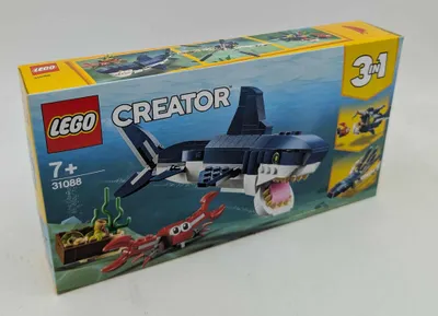 Produktbild von LEGO Creator Bewohner der Tiefsee, Spielzeug mit Meerestieren Figuren: Hai, Krabbe, Tintenfisch und Seeteufel, Set für Kinder ab 7 Jahre 31088