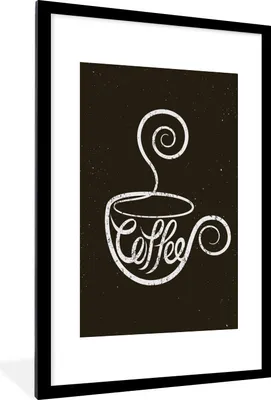 Produktbild von MuchoWow® MuchoWow® Gerahmtes Poster Sprichwörter - Kreidetafel - Zitate - Kaffee 60x90 cm - Poster mit zchwarzem Bilderrahmen - Dekoration - Wandposter Wohnzimmer - Hochwertig