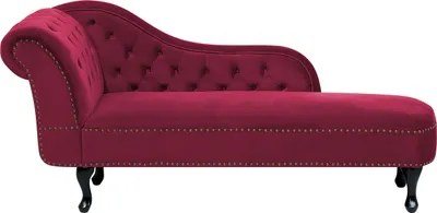Produktbild von BELIANI Chaiselongue Linksseitig Burgunderrot Samtstoff Holzfüße Glamourös
