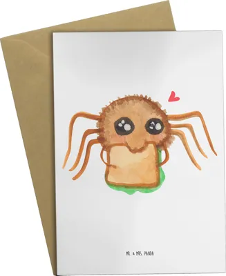 Produktbild von Mr. & Mrs. Panda babykarte Spinne Agathe Sandwich - Weiß - Geschenk, Hunger, weihnachtskarten, Lebensfreude, Alles Wird gut, osterkarte, einladungskarten, Grußkarten, Mut
