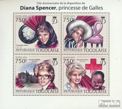 Produktbild von Briefmarken Togo 2012 Mi 4578-4581 Kleinbogen (kompl. Ausgabe) postfrisch Diana Spencer (1961–1997)