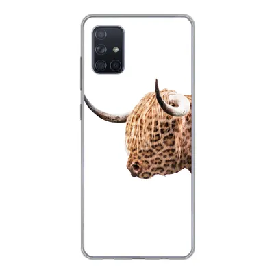 Produktbild von MuchoWow® Handyhülle Schutzhülle Hülle für Samsung Galaxy A71 Schottischer Highlander - Panther - Weiß Silikon Softcase Handy Hülle - Kartenbesitzer