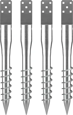 Produktbild von SucceBuy No Dig-Erdanker, 4er-Pack, 3,94 x 2,76 x 27,56 Zoll Pfostenpfahl zum Einschrauben, inklusive 6 Ankerbolzen und Bewehrungsstahl, U-förmiger, robuster Stahlhalter