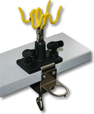 Produktbild von Wiltec Pistolenhalter passend für 4 Pistolen und 1 Manometer, 85 x 110 x 210 mm, Airbrushpistolenhalter zur Tischmontage, Airbrush Zubehör