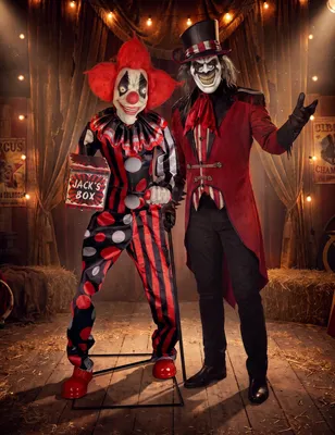 Produktbild von Animierte Horror-Clown Dekofigur mit Bewegung 175 cm -