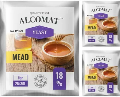 Produktbild von Honigweinhefe ALCOMAT Mead Yeast Alkohol Hefe | Hönigweinhefe | auf 30 Liter reguläres Gärungstempo bis 18%, 3 Stück