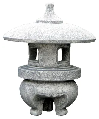 Produktbild von Yukimi-Gata Steinlaterne aus Steinguss, Grau, Frostsicher für den Außenbereich, Höhe 50 cm, Gewicht 40 kg