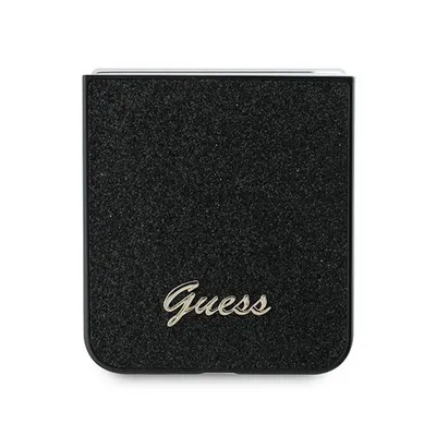 A black glittery phone case with the Guess logo.