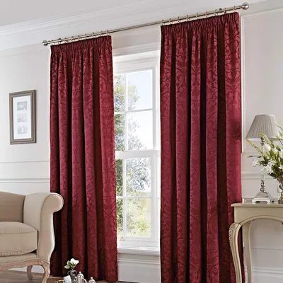 Gardinen 117x137 cm Bordeaux Damast Jacquard 2 Paneele