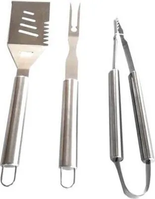 Produktbild von 3 tlg. Grillbesteck Edelstahl Grillzubehör Pfannenwender Zange Grillgabel