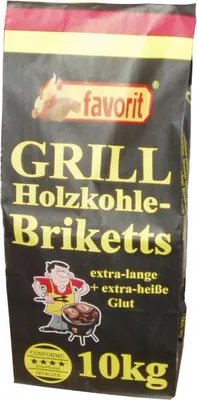 Image de Favorit Grillbriketts, charbon de bois avec une longue durée de combustion, contenu 10 kg de charbon de bois pour grillades