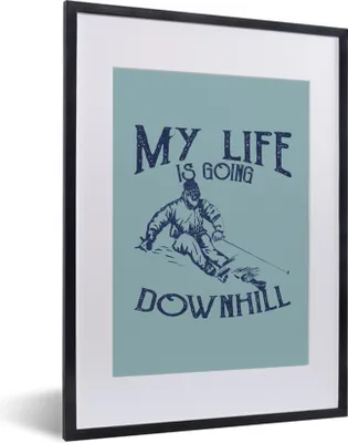 Produktbild von MuchoWow® MuchoWow® Gerahmtes Poster Jahrgang - Ski - Schnee 30x40 cm - Poster mit zchwarzem Bilderrahmen - Wandposter Schlafzimmer