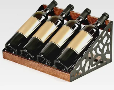 Produktbild von Rustikales Weinregal Holz für Tisch, Flaschenregal für 4 Flaschen, Vintage-Design, 36x24x17 cm, Weinständer für Küche & Wohnzimmer