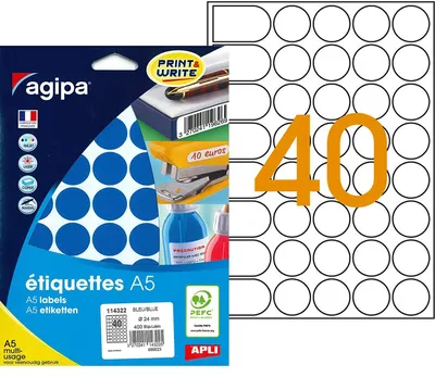 Produktbild von agipa Markierungspunkte Durchmesser: 24 mm rund blau 400 Stück