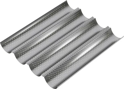 Produktbild von WELLGRO Baguette-Blech - für bis zu 4 Baguettes - Baguetteblech mit Antihaftbeschichtung - 38 x 32,5 x 3 cm - Baguetteform, Brotform