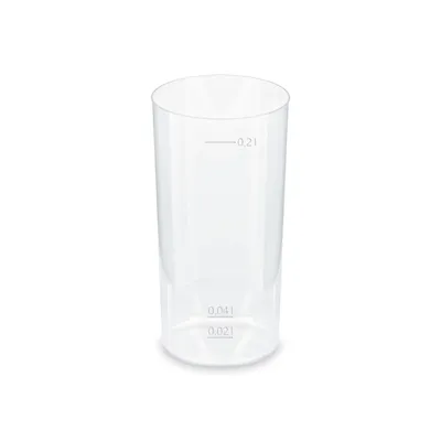 Produktbild von 100x Mehrwegbecher Longdrink transparent PP Eichstriche 2 cl 4cl 0,2 l