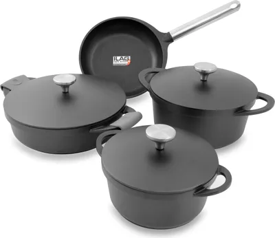 Produktbild von KOPF Topfset Atavola (8-teilig, Aluguss, ILAG Basic Antihaftbeschichtung, Induktion, inkl. Griffschutz aus Silikon)