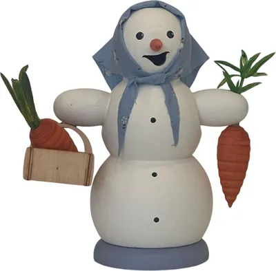 Produktbild von Kuhnert Erzgebirge Räucherfigur Räuchermännchen Schneemann mit Möhrenkorb 13 cm