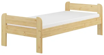 Produktbild von Bettrahmen Kieferbett natur 90x200 Einzelbett Massivholz-Bett Zubehör wählbar V-60.39-09Federleisten und Matratze