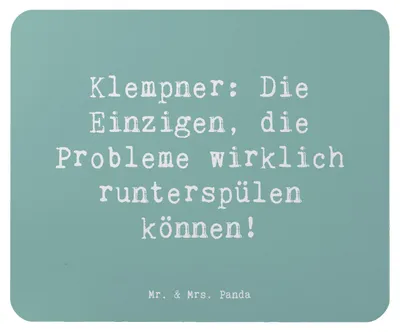 Produktbild von Mr. & Mrs. Panda Mauspad Spruch Klempner Experten - Meeresbrise - Geschenk, personalisierte Geschenke, Berufspassion, laptop, Mousepad, Handwerker, mausteppich, Mouse Pad