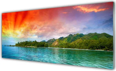 Produktbild von Acrylglasbilder 125x50 Wandbild Druck Meer Wald Landschaft