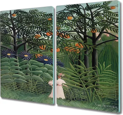 Produktbild von Coloray Küchenbrett Kochplattenabdeckung Hackbrett Schneidebrett Herdabdeckplatte 2x30x52 cm - Dschungelfrau Blätter