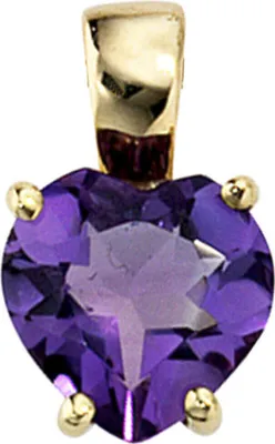 Produktbild von Anhänger Herz aus Amethyst violett 333 Gold Gelbgold für Damen Goldanhänger
